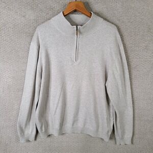 Roundtree & Yorke Sweater Men XL Beige 1/4 Zip Mock Neck Cotton Blend  Essential
